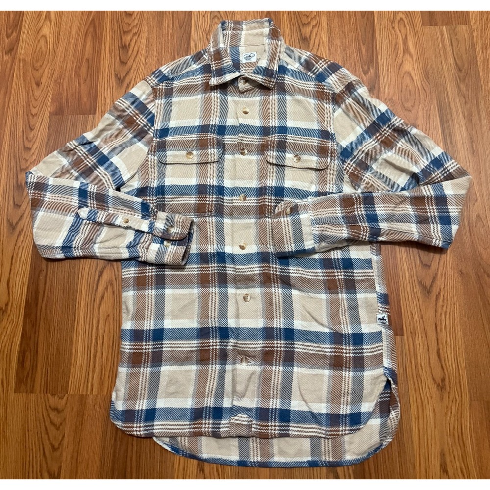 Atlantic Rancher Shirt Mens Medium Plaid Linen Blend Workwear Button Front - Picture 1 of 13